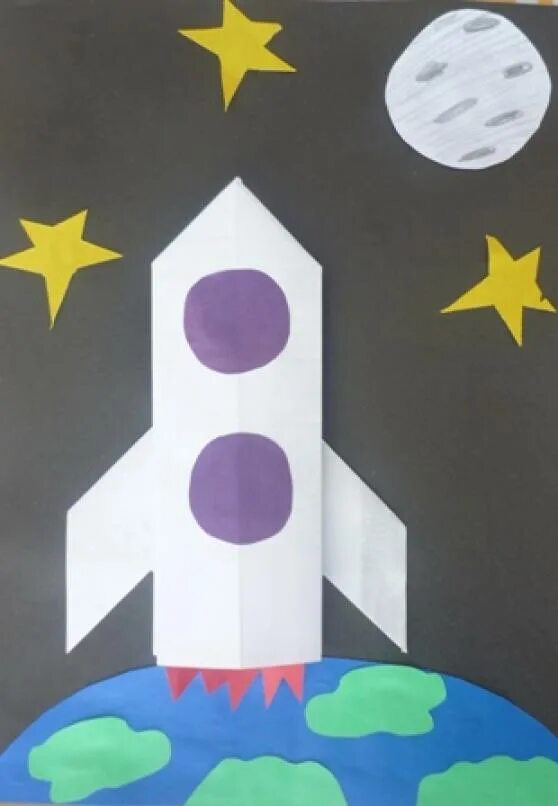 Аппликация «ракеты и кометы» (и.а. Лыкова стр.128). Аппликация ко Дню космонавтики. Аппликации на тему космос для детей. День космонавтики аппликации для детей. Оригами ко дню космонавтики в детском саду