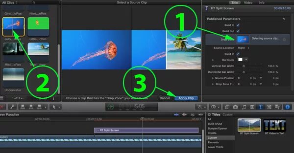 Как добавить музыку в cut cut. Final cut плагины. монтаж видео сплит скрин. split plugin. screen split как использовать.