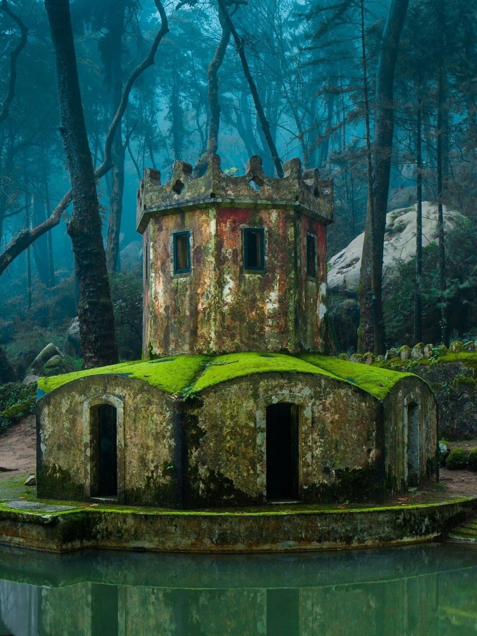 Мистическая зона. Синтра замок заброшенный Португалия. Синтра Португалия лес. Заброшенная башня Синтра Португалия. Замшелый замок.