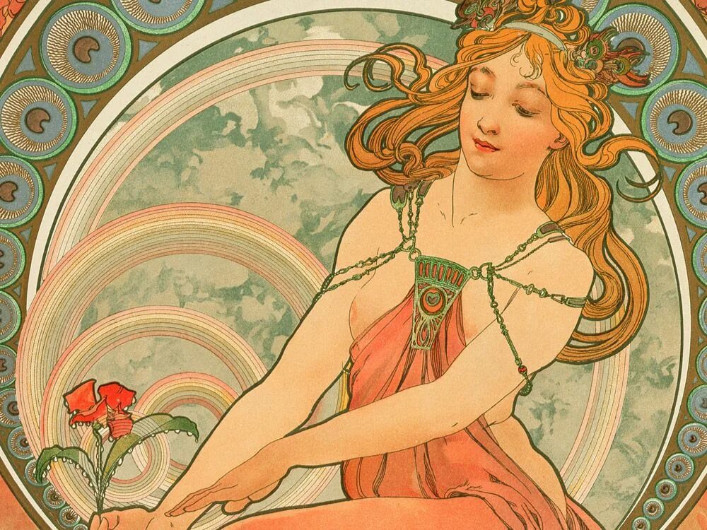 Направление искусства модерн. Альфонс муха. альфонс муха картины. ар нуво альфонс муха. модерн альфонс муха.