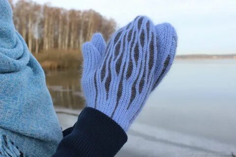 Варежки спицами из пуха