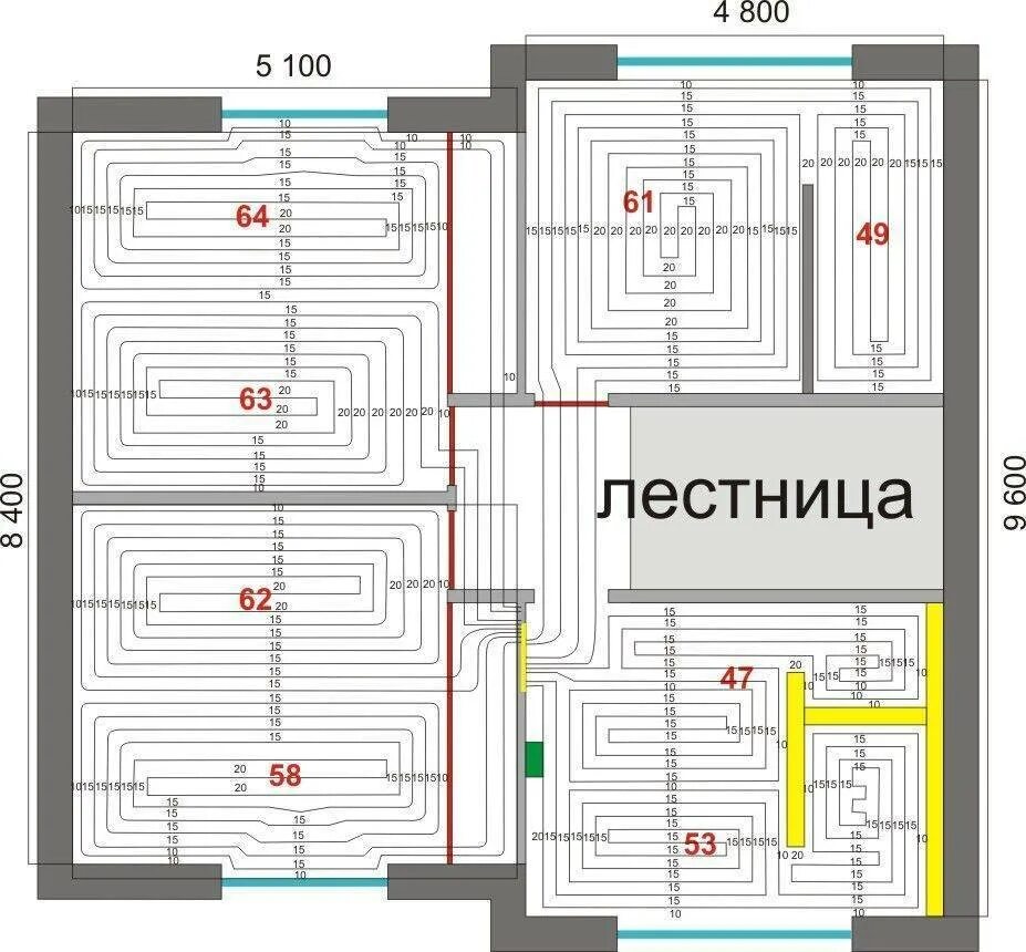 Рассчитать площадь теплого пола. Контур тёплого пола 100м. Схема размотки трубы теплого пола. Рассчитать длину трубы теплого водяного пола. Водяной тёплый пол расчет трубы.