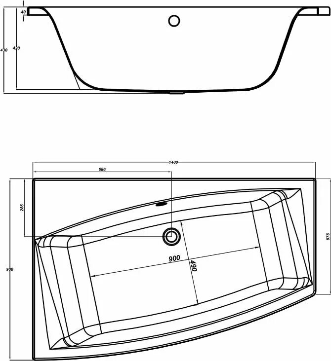 Ванна Cersanit Virgo Max 150x90 см. Ванна акриловая 150х90 правая. Cersanit Virgo (1500. Cersanit virgo