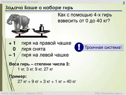 Задачи с гирями 1 класс