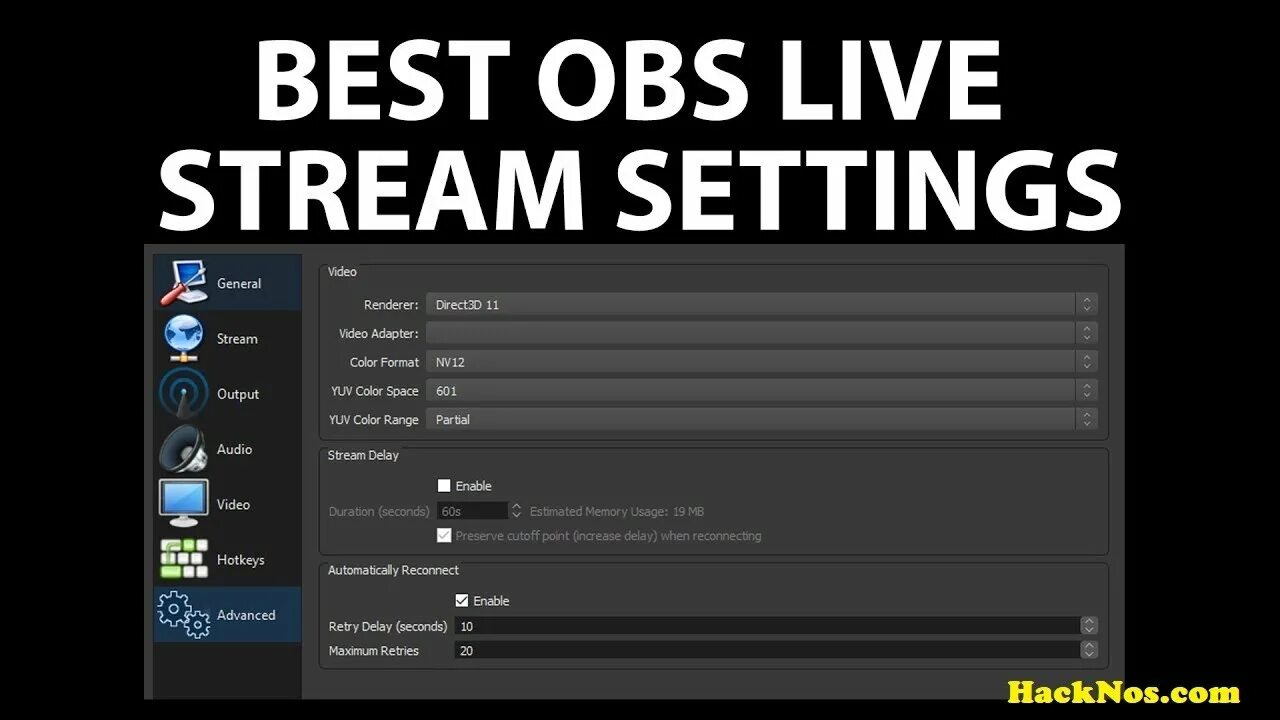 OBS. Setting Stream. OBS Live. OBS settings for streaming. Obs setting