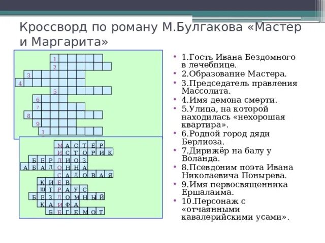 Пьеса булгакова сканворд