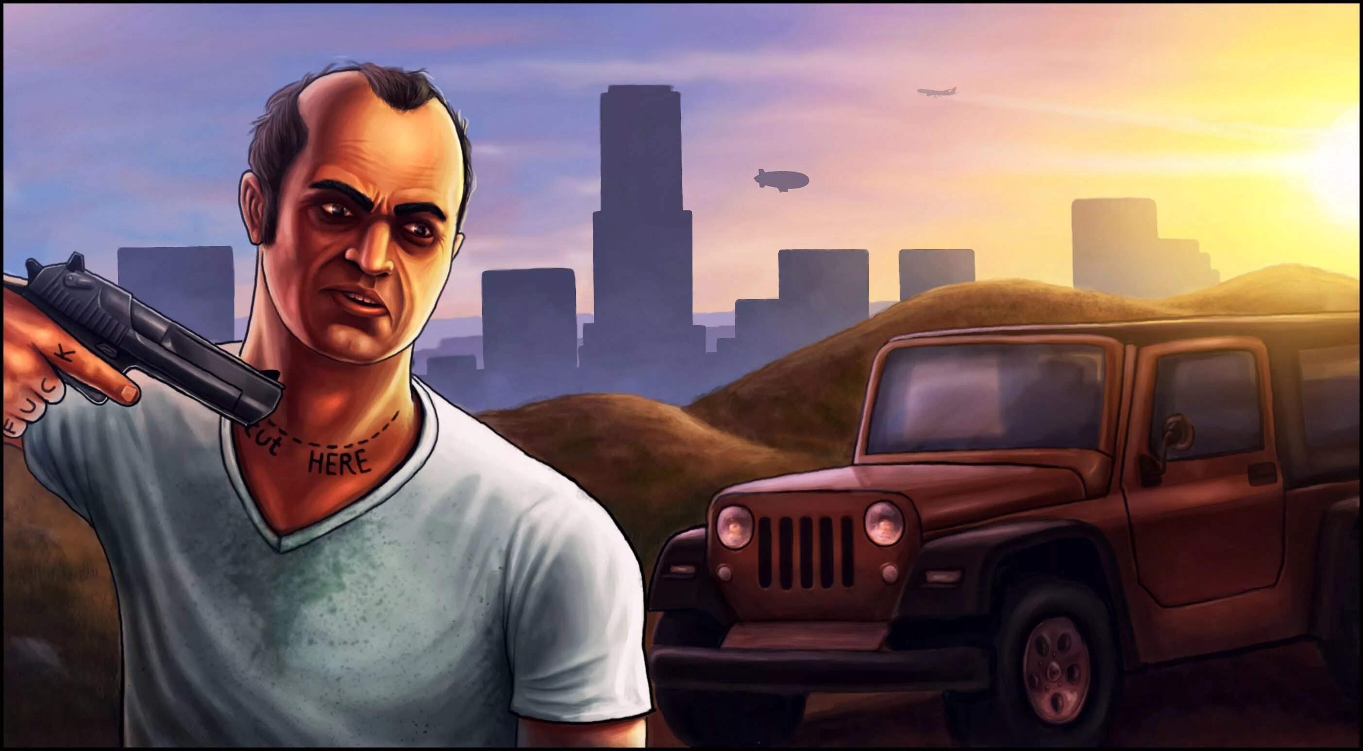 Машины персонажей гта. Тревор ГТА 5 арт. Grand Theft auto 5 Тревор. Фон ГТА 5 РП. GTA 5 Rp Art.