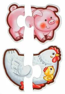 Пазл 4 детей животные