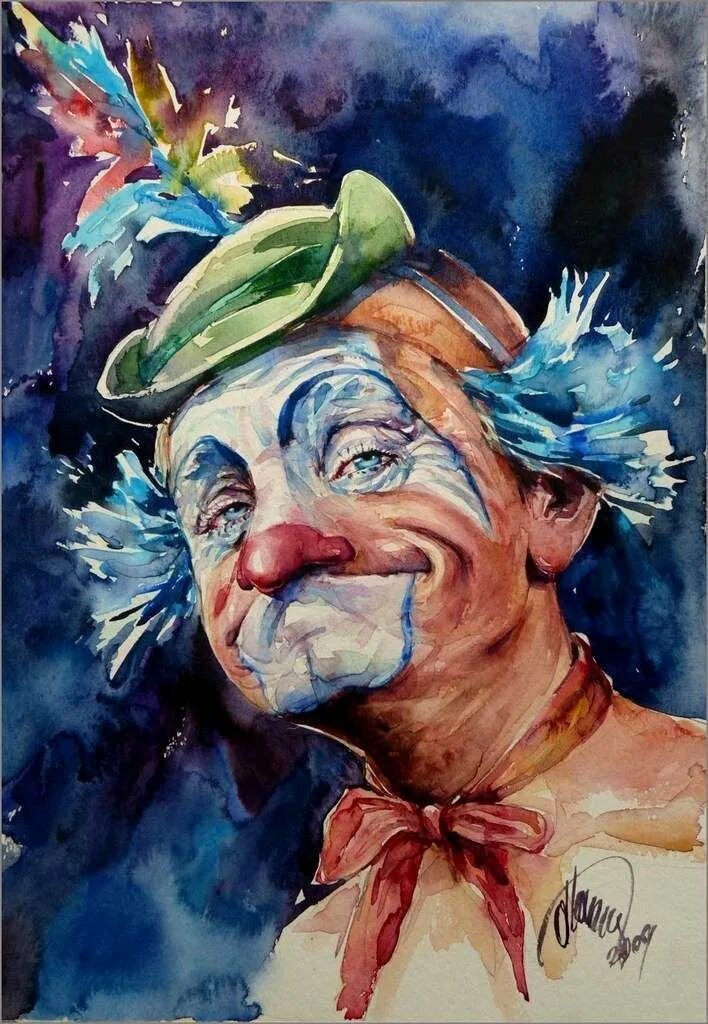 Клоун Пальячи. Великий клоун Пальячи. Клоун акварель