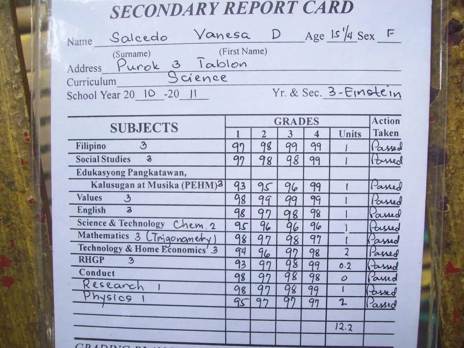 School report. Report Card. School Grades Report Card. Secondary School Report.