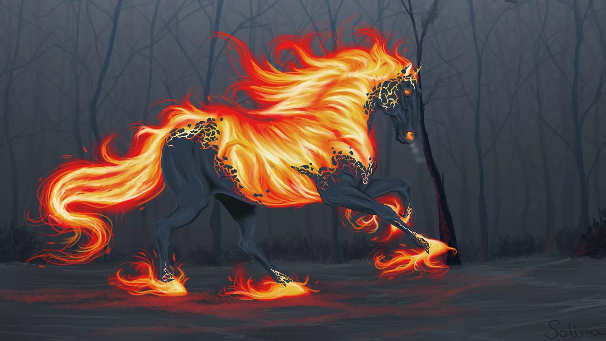 Огня задора. Огненный волк Пандемониум. Огнегривый конь Славянский. Огненный конь.