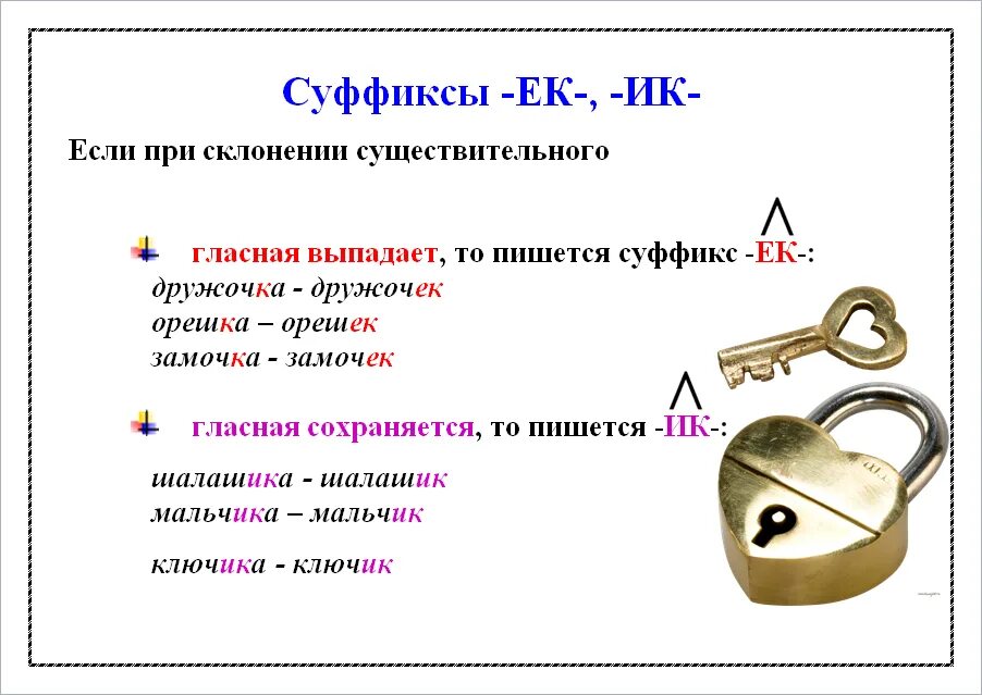 Понравилось суффикс. Ключик замочек правило. Правило ключика и замочка. Замочек замочка правило. Ключик замочек правило написания.