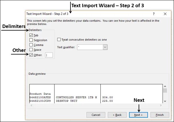 Мастер текстов импорт в excel. Master text Import Step 3 excel. PLSQL text Importer Filter. Import txt