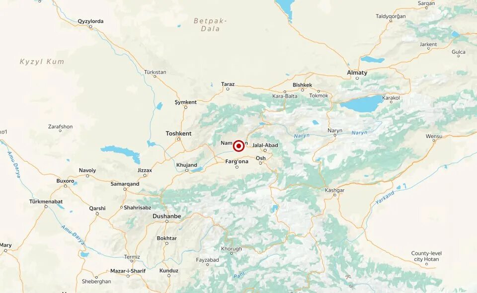 Эпицентр землетрясения в киргизии