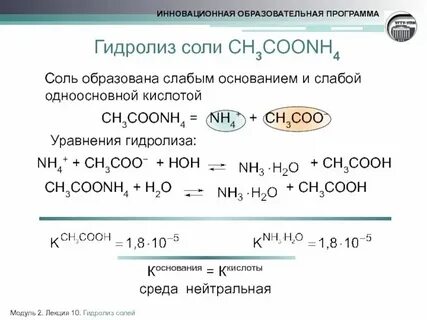 Гидролиз сульфита калия обратимая