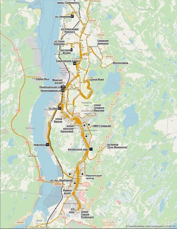 Маршрут автобуса 10 Мурманск. Мурманск схема общественного транспорта.