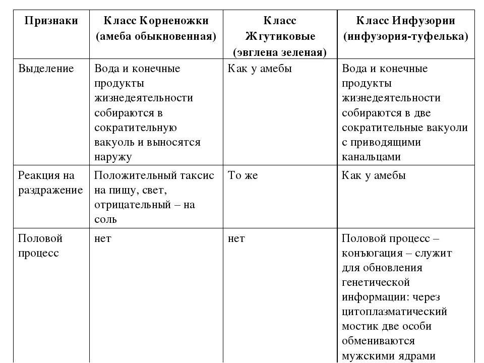 Тип простейшие таблица. Сравнение простейших таблица. Характеристика простейших таблица. Особенности простейших таблица. Простейшие сходства и различия