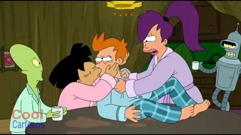 Leela and Amy Wong kissing / fighting over fry.(Season 7 Ep 6 - The ButterJ...