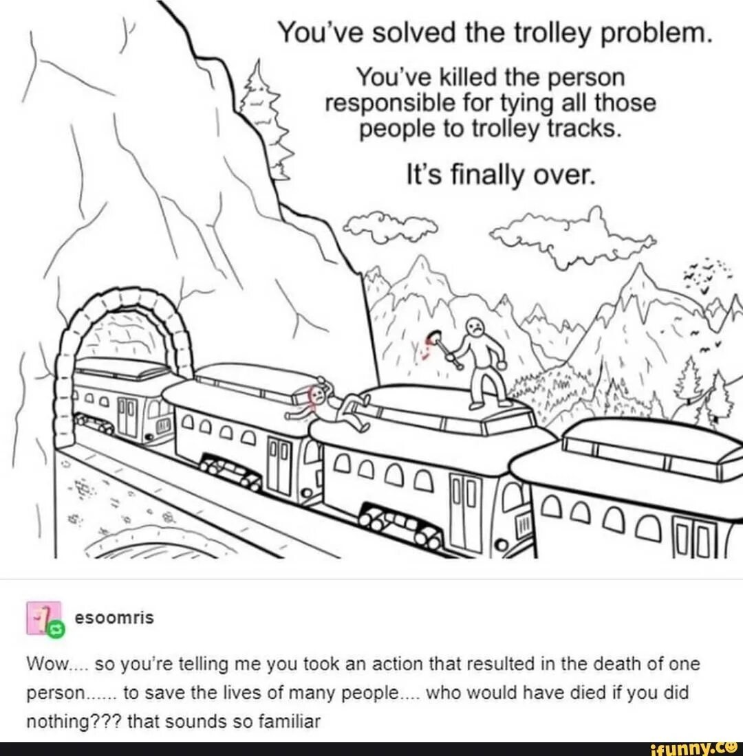 Trolley problem. Absurd Trolley problem на русском. Trolley problem meme. The Ride never ends. Finally over