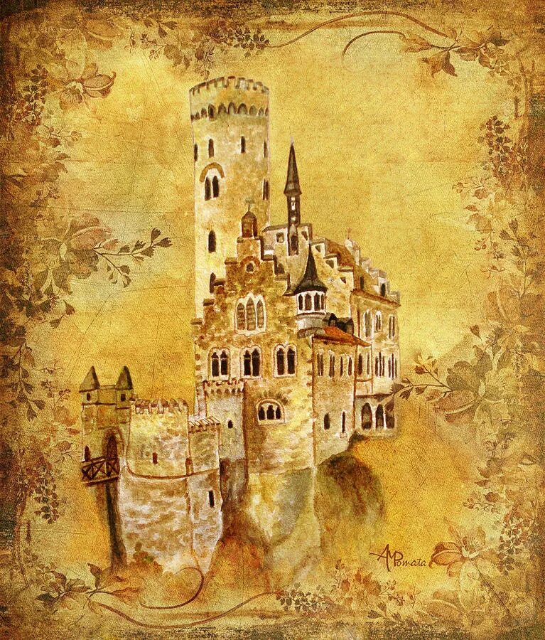 Произведения старый замок. Замки декупажа. Старинный замок. Картины старинных замков. Старинные замки живопись.