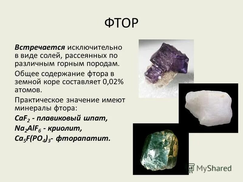 Фтор в природе встречается в виде. Фтор в природе встречается в виде