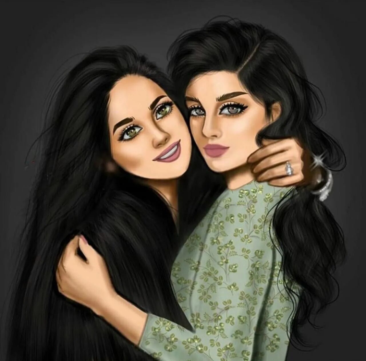 Сестру брюнетку. Girly_m Sarra Art подруги. Marwa draw сёстры. Гёрли эм. Красивые девушки мультяшные.