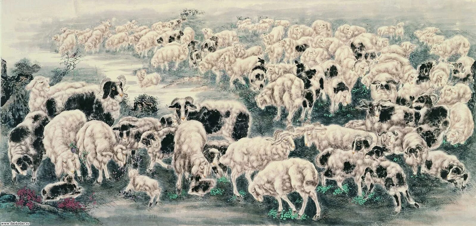 Силен овцам. Дон Кихот и стадо Баранов. Овцы картины художников. Баран живопись. Овцы в горах живопись.