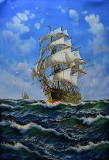 Волны море корабль