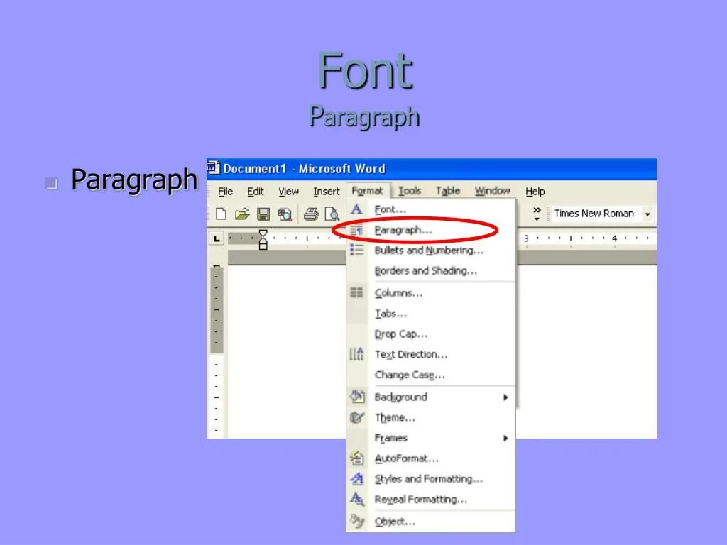 Paragraph fonts