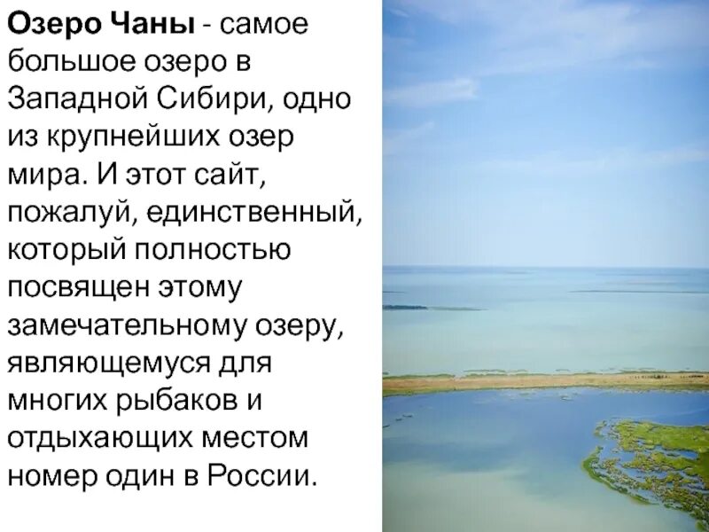 Водные богатства новосибирской области. Озеро Чаны Новосибирская область. Презентация водные богатства нашего края. Соленое озеро Чаны. Самое большое озеро Западной Сибири.