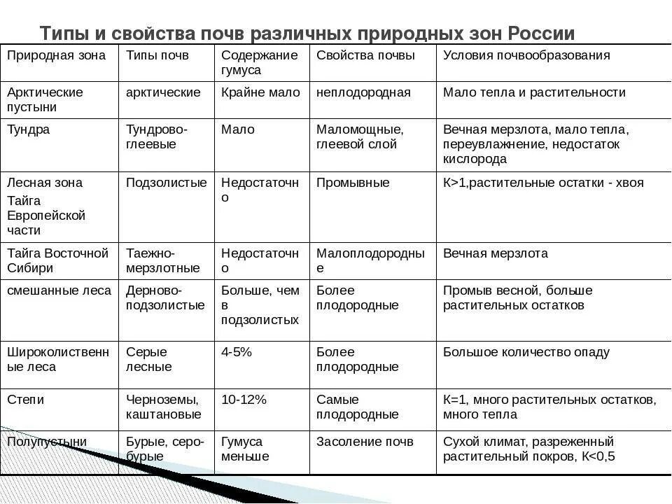 Тип почвы тип растительности. Характеристика типов почв россии таблица 8 класс. характеристика типов почв россии таблица 8 класс география. природная зона тип почвы характеристика почвы таблица. типы почв и их характеристика таблица.