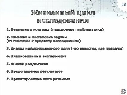 Жизненный цикл исследования