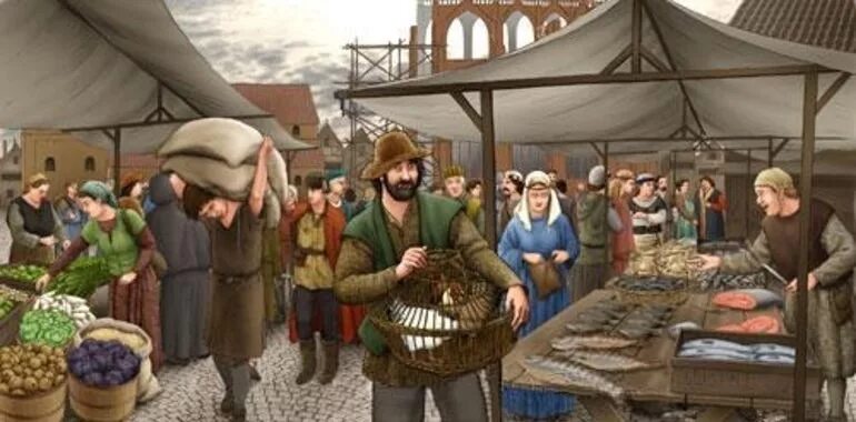 Торговец хаки. Средневековый рынок. Торговля в средневековье. Средневековый торговец. Торговец на рынке.