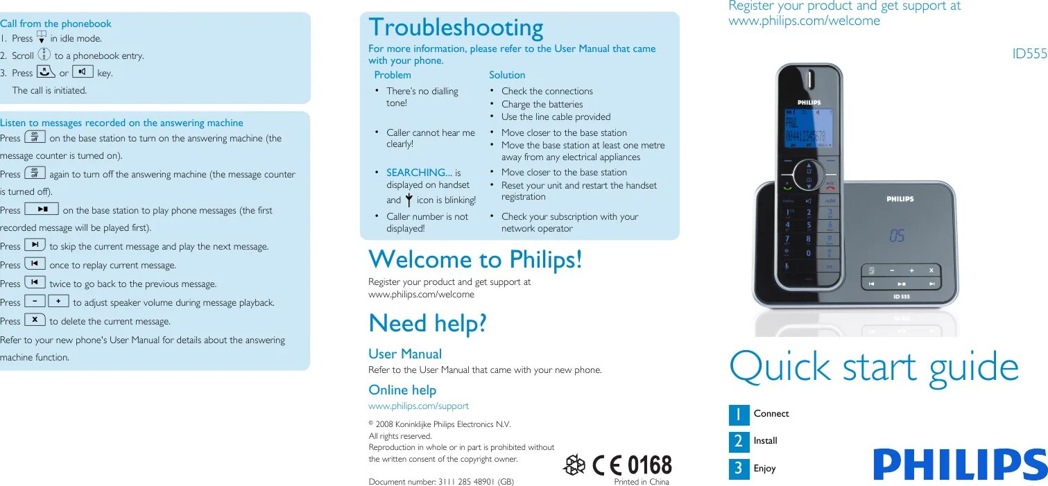 Филипс перевод. Модель радиотелефона Филипс id555. Philips 555. Телевизор quick start Guide Philips. Philips model id555 Duo.