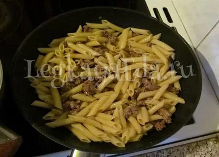 Рецепт макарон с мясом на сковороде пошаговый