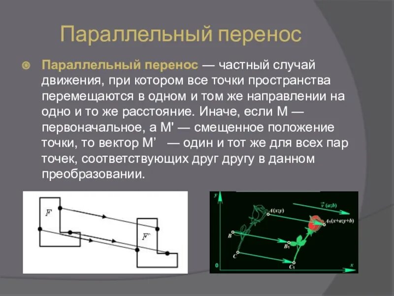 Параллельный перенос на вектор bd. Параллельный перенос симметрия. Параллельный перенос чертеж. Параллельный перенос примеры. Движение геометрия параллельный перенос.