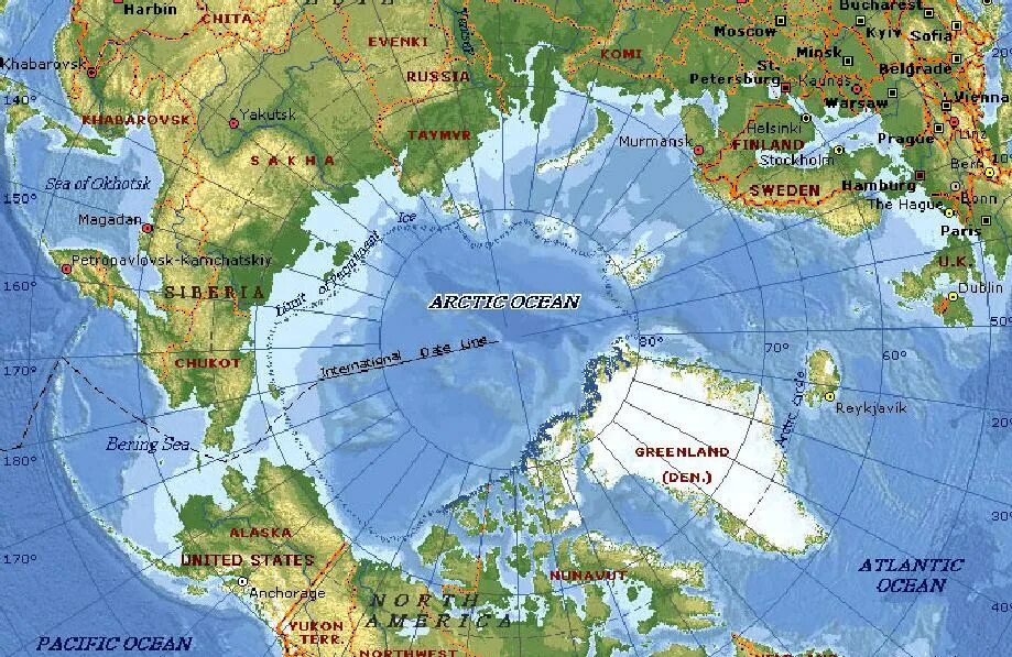 Полушария северного ледовитого океана. Северный Ледовитый океан на карте. Северный Ледовитый океан на глобусе. Арктический океан на карте.