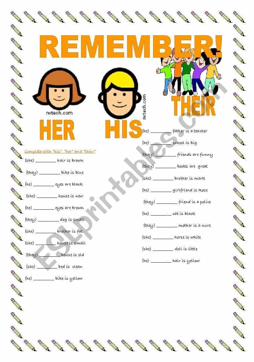 His & hers. My his her for Kids. My your his her Worksheets for Kids. His her worksheet