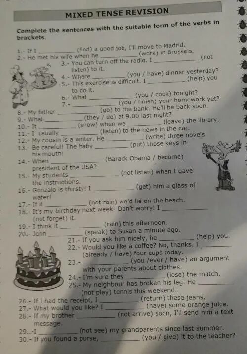 Complete the sentences with verbs in brackets