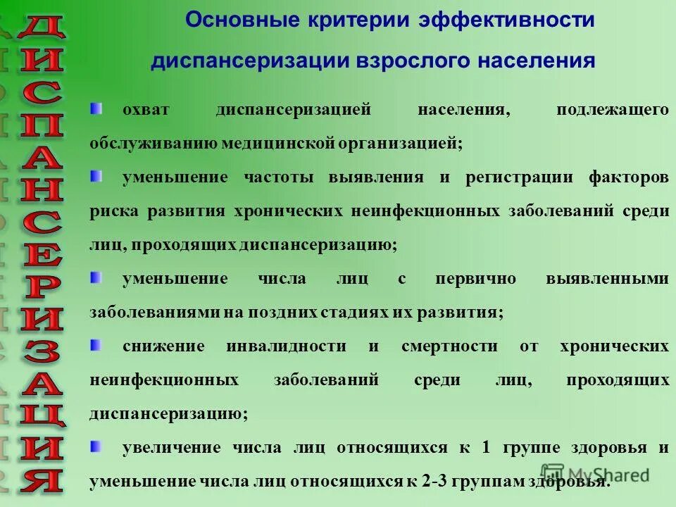 Что получает человек по итогам диспансеризации. Организация проведения диспансеризации. Критерии диспансеризации. Основные критерии эффективности диспансеризации. Организация мероприятий по проведению диспансеризации.