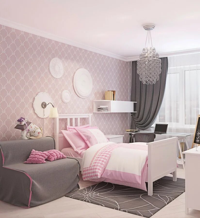 Серо розовая комната. Розово серая спальня. Розово серая комната для девочки. Сочетание серого и розового в интерьере спальни. Обои серые с розовым.