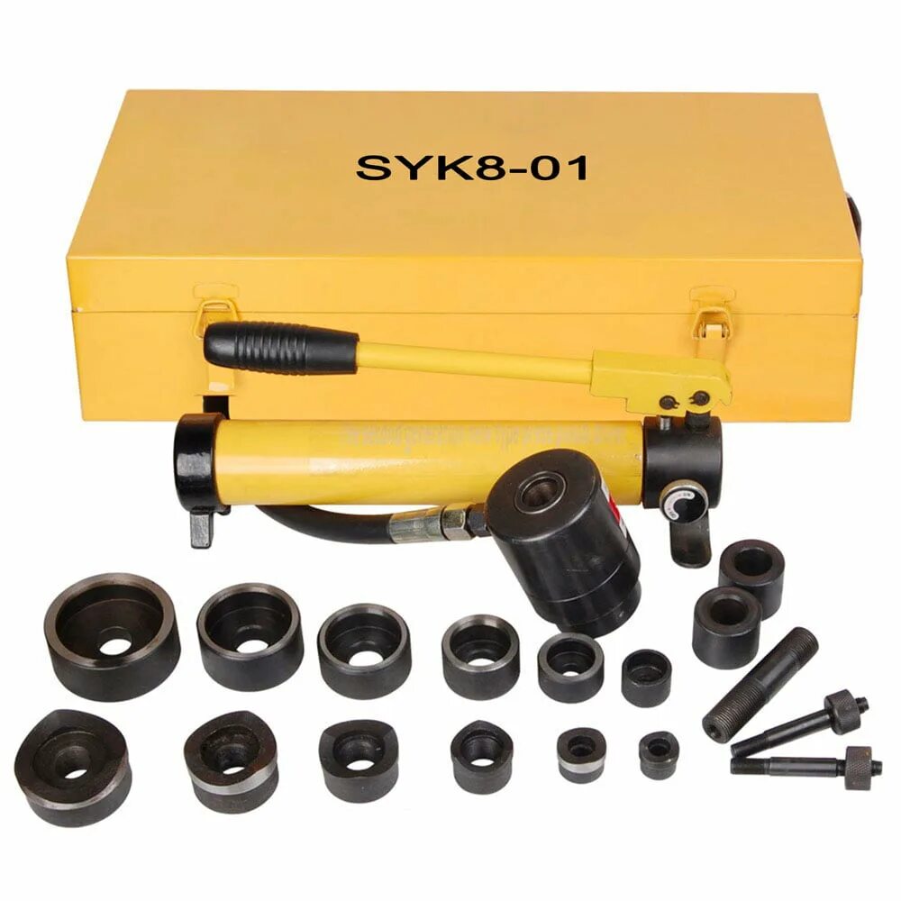 Пробойник гидравлический для круглых отверстий. Hydraulic Punch Drive Kit. Hydraulic hole Puncher. Гидравлический пробойник для круглых отверстий в металле.