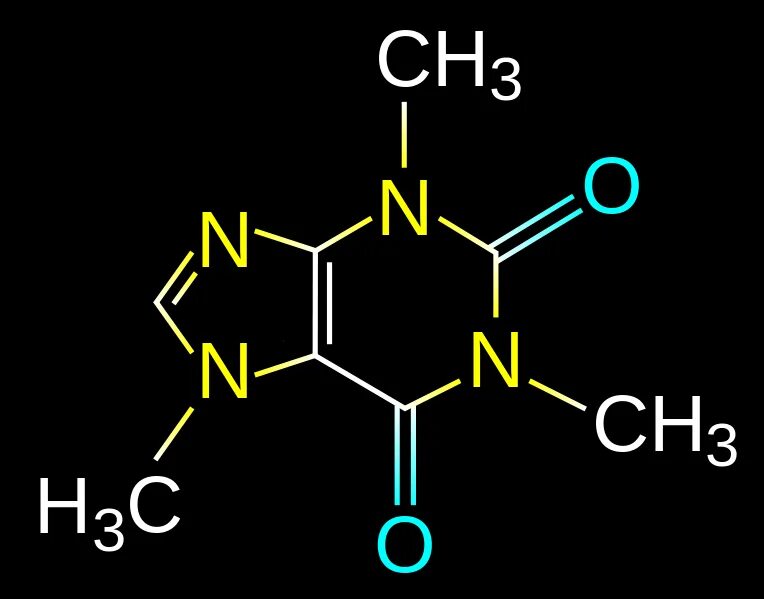 Строение кофеина. Кофеин химическая структура. Молекула кофеина. Химическая формула кофеина. Сильнее кофеина
