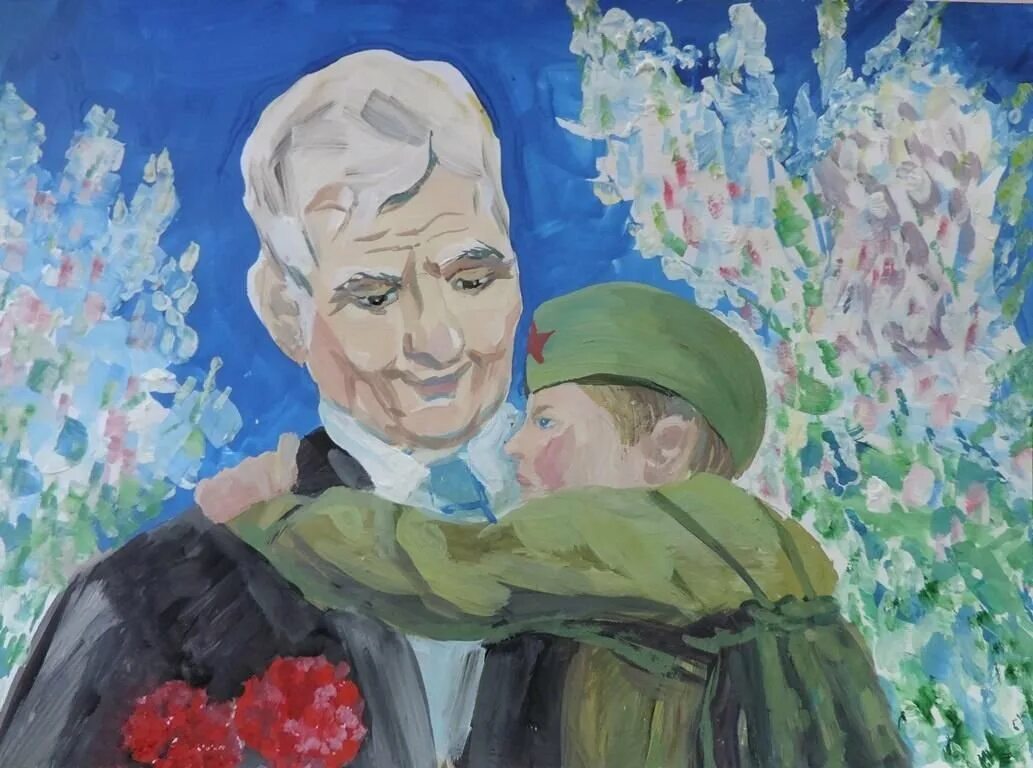 Спасибо деду за победу детская. Рисунок ко Дню Победы. Патриотический рисунок. Картина 9 мая для детей.
