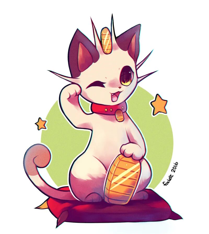 Покемон кошка. Покемон Мяут. Покемон Мяут арт. Покемон Meowth. Мяут Манеки неко.