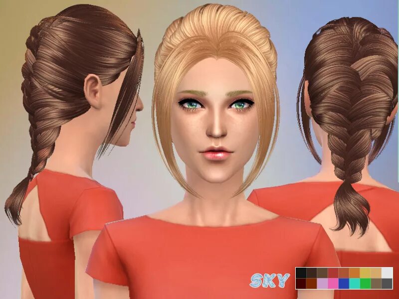 The sims resource sims 4. Симс 4 коса. симс 4 прическа коса. sims 4 причёска коса. sims 4 женские прически косы.