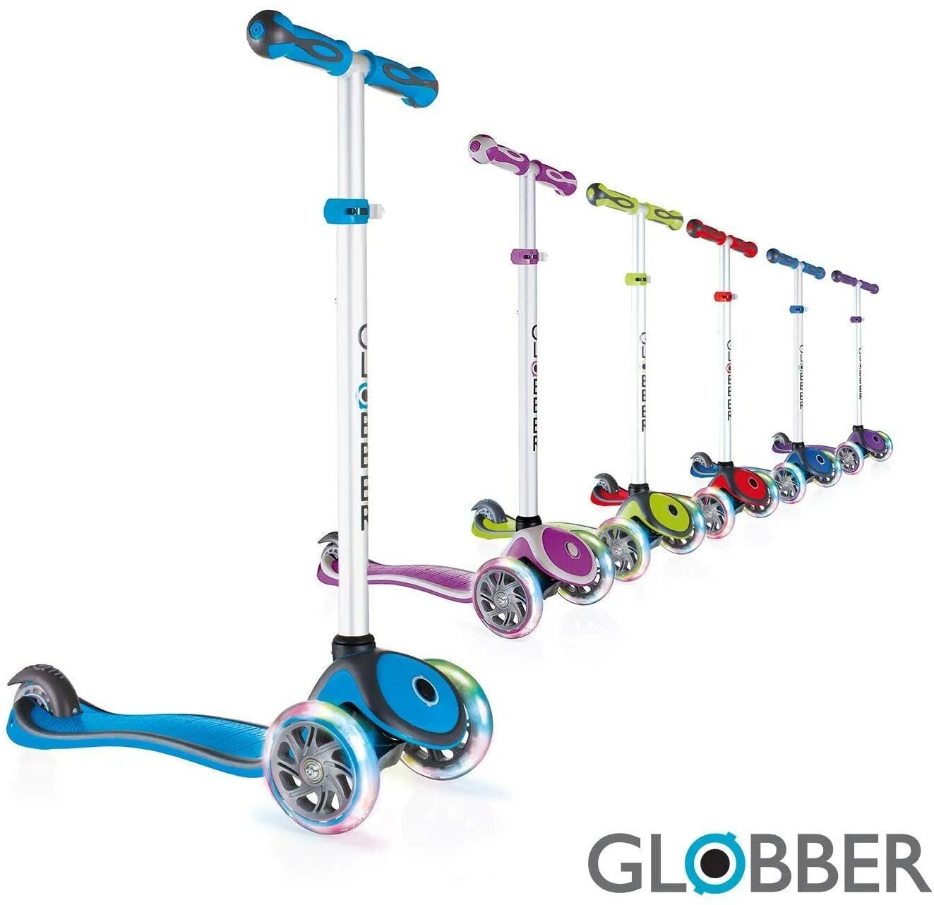 Светящийся самокат 3 колесный. Самокат Globber primo Plus. Globber primo Plus Lights. Самокат Globber Scooter. Колесо Globber 80 мм для Elite.