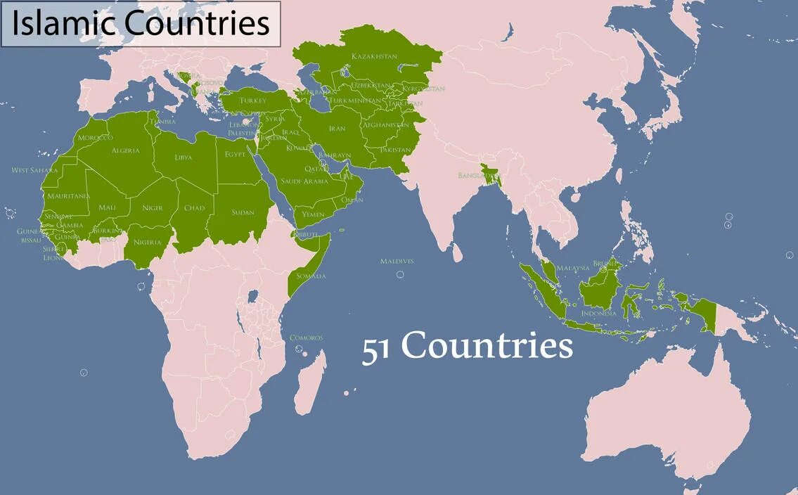 Какой мусульман в мире. Мусульманские страны. Карта распространения Ислама. Все исламские страны. Мусульманские государства.