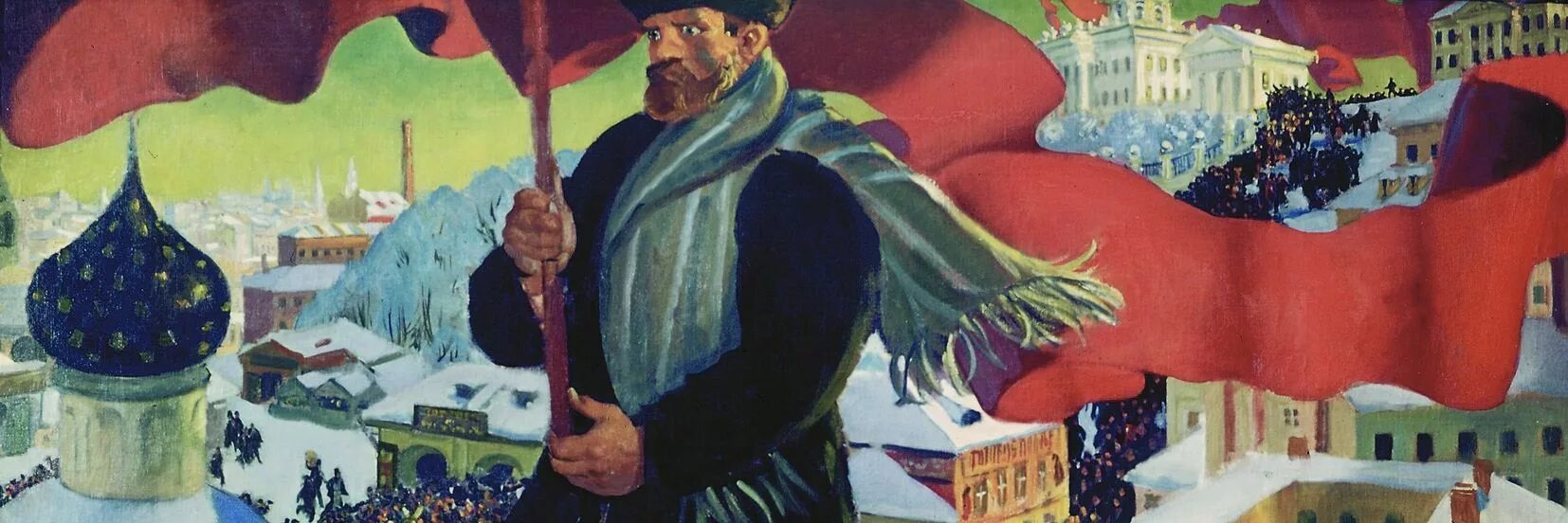 Большевик город. Большевик картина Кустодиева. Кустодиев Большевик 1917.