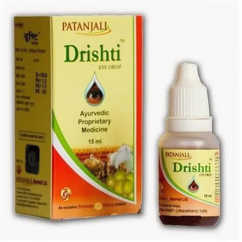 Аюрведические капли. Дришти глазные капли. Drishti Eye Drop Patanjali (Дришти, глазные капли, Патанджали), 10 мл.. Аюрведические капли для глаз. Индийские капли для глаз.